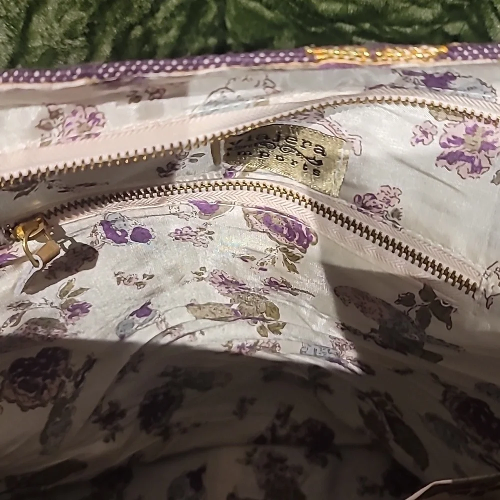 Viajera Imports Geometric Purple And Gold Tote with Metallic Pattern